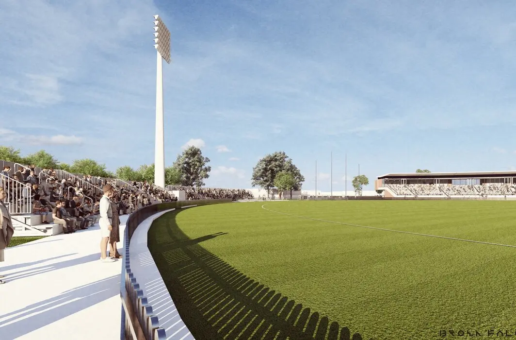 Terraced seating will be installed around the eastern boundary fence to support the growth of AFLW matches. Image: PAFC/Brown Falconer.