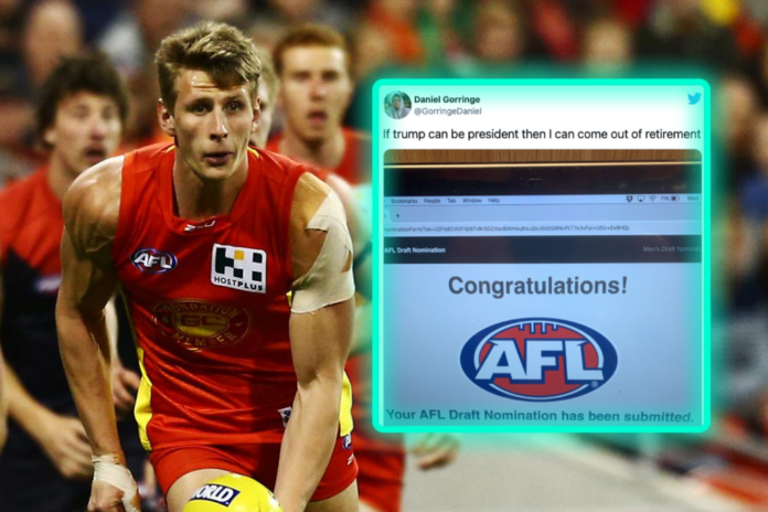 It Is Not A Joke Daniel Gorringe Explains Mid Season Draft Nomination Afl News Zero Hanger