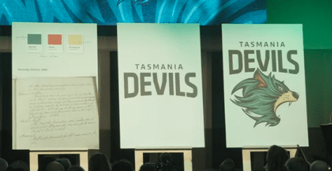 Tasmanian Football Club's colours, name and logo. (Image via AFL.com.au)