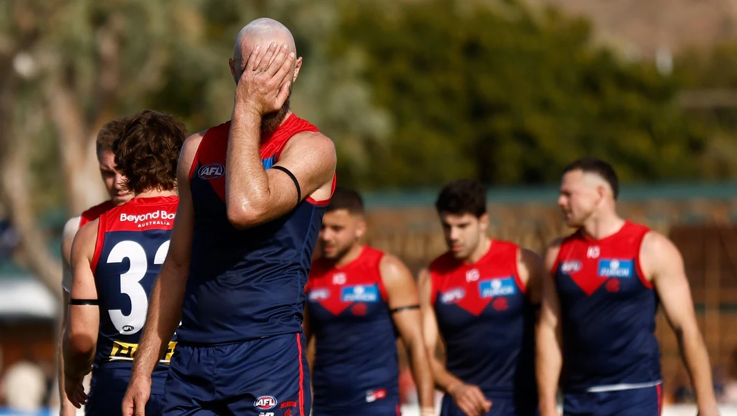 Max Gawn after Melbourne's loss to Fremantle in R12, 2024. Picture: AFL Photos