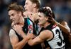 The 22-year-old has played every possible game so far in 2024, impressing the Port Adelaide faithful week on week. Image: AFL Photos.