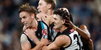 The 22-year-old has played every possible game so far in 2024, impressing the Port Adelaide faithful week on week. Image: AFL Photos.