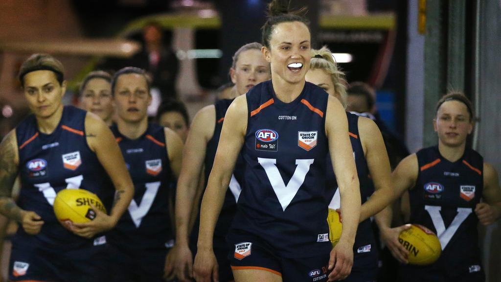 Next year's AFL Gather Round could hold a Victoria vs. Allies women's match similar to the fixture played in September 2017 at Marvel Stadium. Picture: Michael Klein