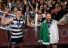 Mark O’Connor and Zach Tuohy celebrate after Geelong won the 2022 Grand Final against Sydney at the MCG on September 24, 2022. Picture: AFL Photos