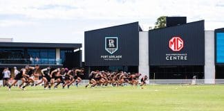 Port Adelaide hits the track. Photo: Matt Sampson/Port Adelaide