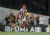 MELBOURNE, AUSTRALIA - FEBRUARY 26: Nick Daicos of the Magpies looks to pass the ball during the 2025 AAMI AFL Community Series match between Richmond Tigers and Collingwood Magpies at Ikon Park on February 26, 2025 in Melbourne, Australia. (Photo by Daniel Pockett/Getty Images)